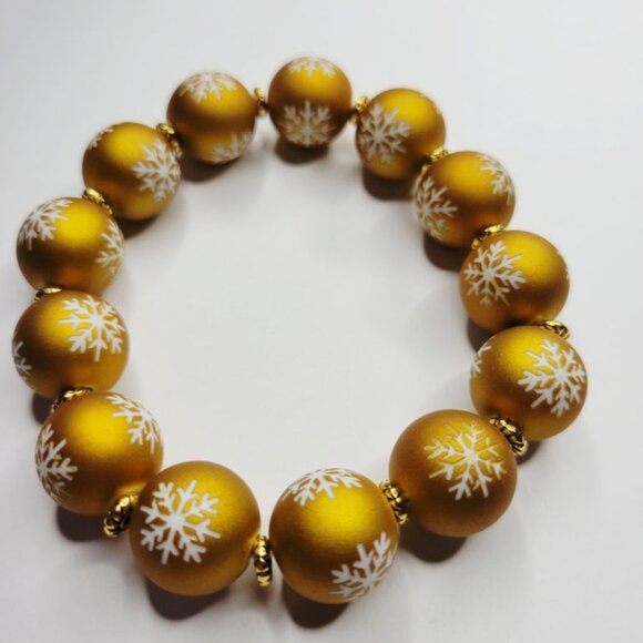 NWT Exclusive Flocked Christmas Stretch Bracelet Amazing Glowing Gold - 7 Inches - Picture 5 of 5